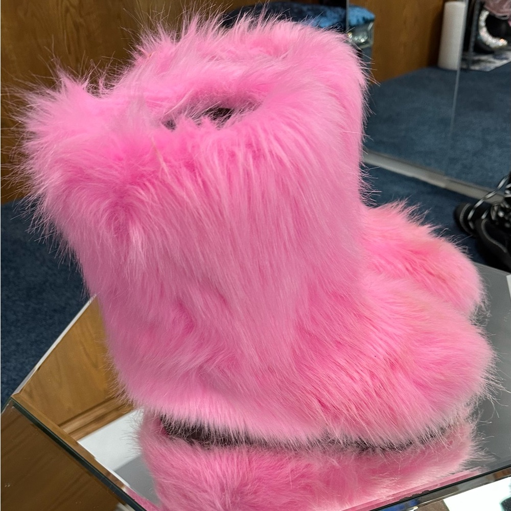 Pink Furry Boots